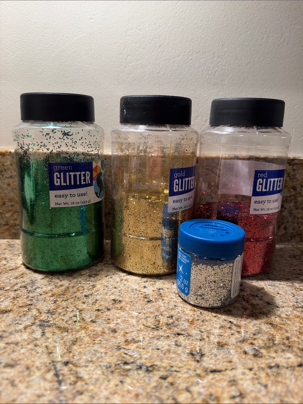 Glitter Pack - Green, Gold, Red, Silver Craft Glitter Jars